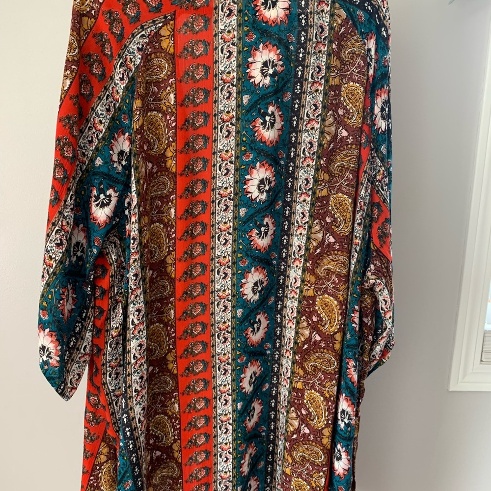 NWT Billabong Floral Teal and Coral Kimono - Picture 4 of 16
